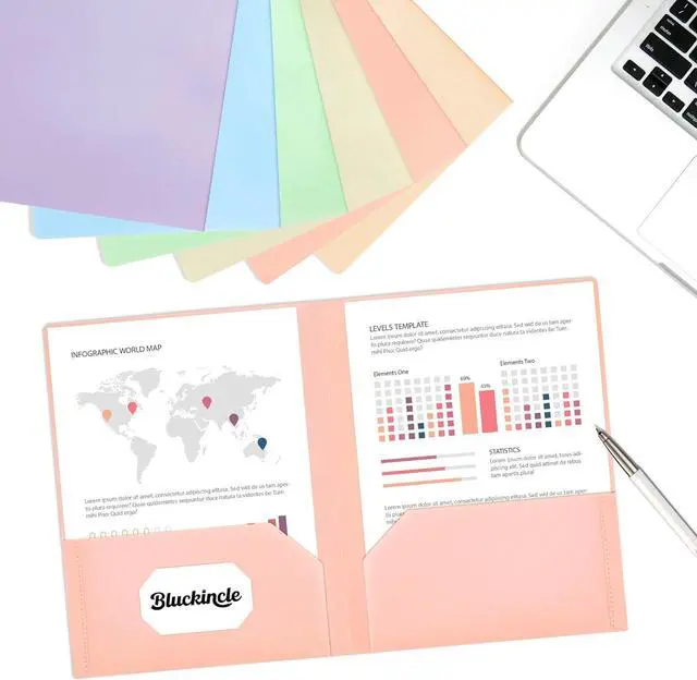 Alt view image 7 of 7 - Folders with Pockets 2 Pocket Plastic Folder with Pockets for School Colored File Folder for Documents Letter Size with Business Card Slot Back to School Office Teacher Supplies(6 Pack Pastel Colors)