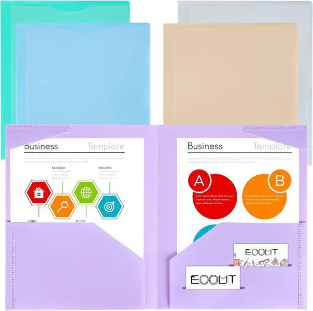 Main image of Plastic Folders with Pockets 5pcs Pocket Folders Pastel Folders Plastic Folder for Documents File Folders with Fasteners Aesthetic Folders