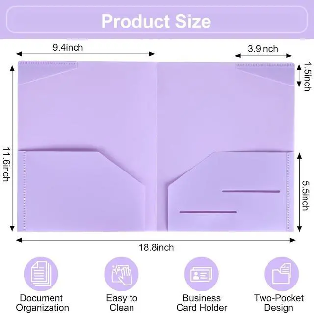 Alt view image 2 of 7 - Plastic Folders with Pockets 5pcs Pocket Folders Pastel Folders Plastic Folder for Documents File Folders with Fasteners Aesthetic Folders