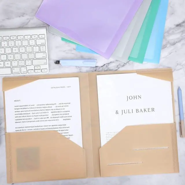 Alt view image 6 of 7 - Plastic Folders with Pockets 5pcs Pocket Folders Pastel Folders Plastic Folder for Documents File Folders with Fasteners Aesthetic Folders