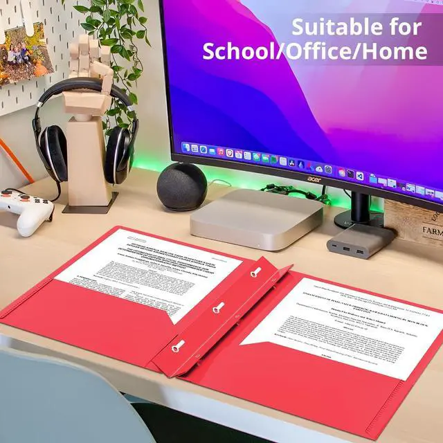 Alt view image 5 of 7 - 2 Pocket Folder with Prongs 3 Prong Folders with Pockets 6 Pack Heavy Duty Plastic Folders File Folders Fit Letter Size for Office School Home Business 6 Assorted Colors