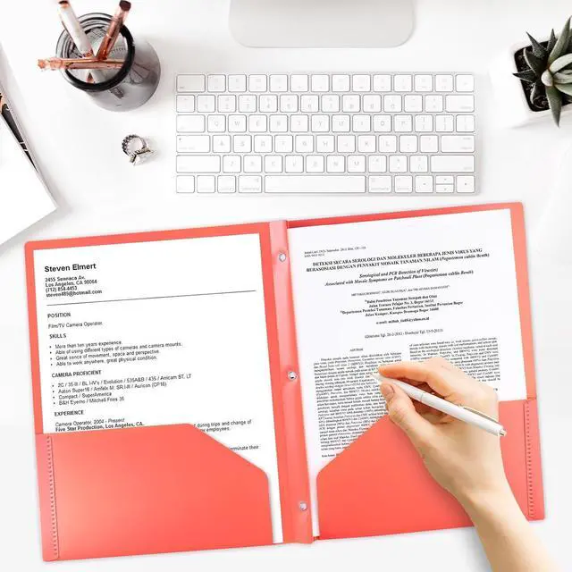 Alt view image 6 of 7 - 2 Pocket Folder with Prongs 3 Prong Folders with Pockets 6 Pack Heavy Duty Plastic Folders File Folders Fit Letter Size for Office School Home Business 6 Assorted Colors
