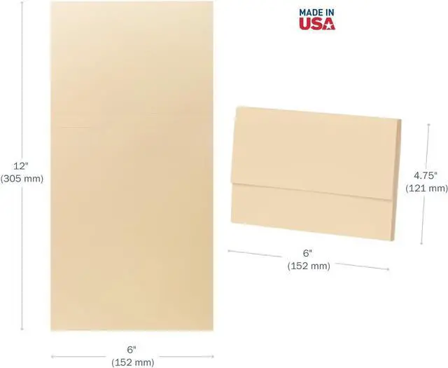 Alt view image 3 of 4 - Apothecary Products Manila Folders For Paper Files Documents XL Double Fold 100 Count Made in the USA (12 x 6 x 4.75)