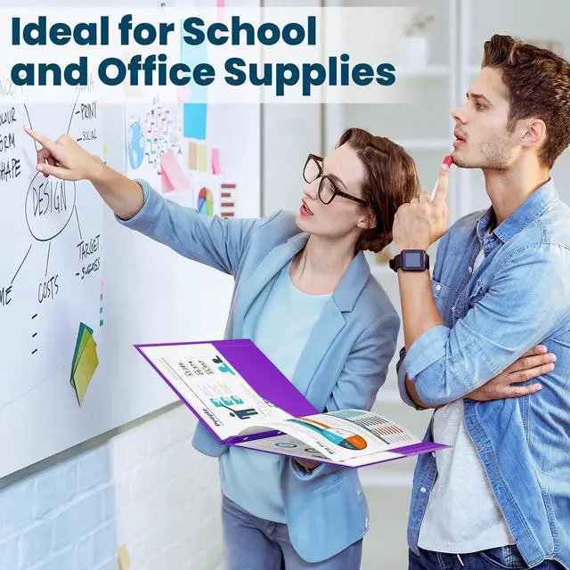 Alt view image 7 of 7 - 6 Packs 2 Pocket Folders with 3 Prongs Fastener Clasps Bulk Heavy Duty Plastic Folders Multicolor Files Folders in 6 Colors for School and Office