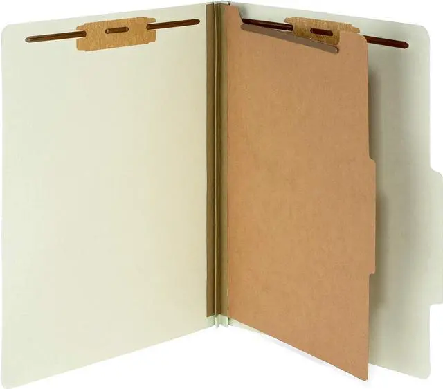 Main image of 10 Letter Size Gray Green Classification Folders - 1 Divider 2 Inch Tyvek Expansions - Durable 2 Prongs Designed to Organize Standard Medical Files Office Reports - Letter Size Green 10 Pack