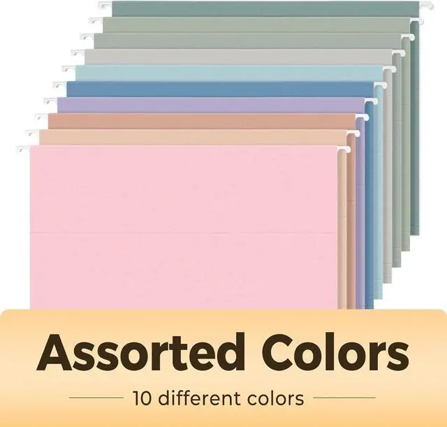 Alt view image 2 of 7 - Hanging File Folders 50 Pack Letter Size Hanging File Folders with 1/5-cut Tabs Stay Organized for Your Home and Office Bulk File Documents and Paper 10 Pastel Colors