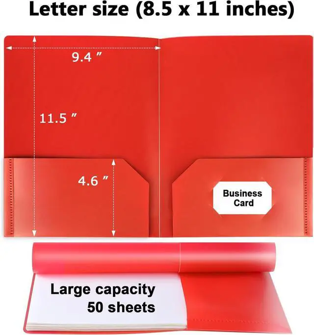 Alt view image 2 of 7 - Plastic Folders with Pockets 6 Color 48 Pcs Heavy Duty Two Pocket Folder Business Card Holder for Office High School