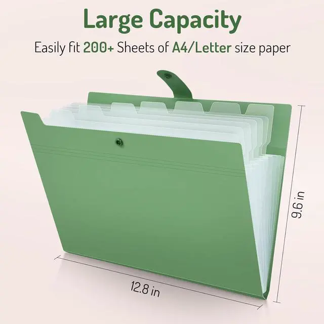 Alt view image 2 of 7 - Expanding File Folder with 8 Pocket Letter Size Accordion File Organizer Portable Folders for Documents Cute Paper Organizer Filling Products for School Office Supplies Mint Green