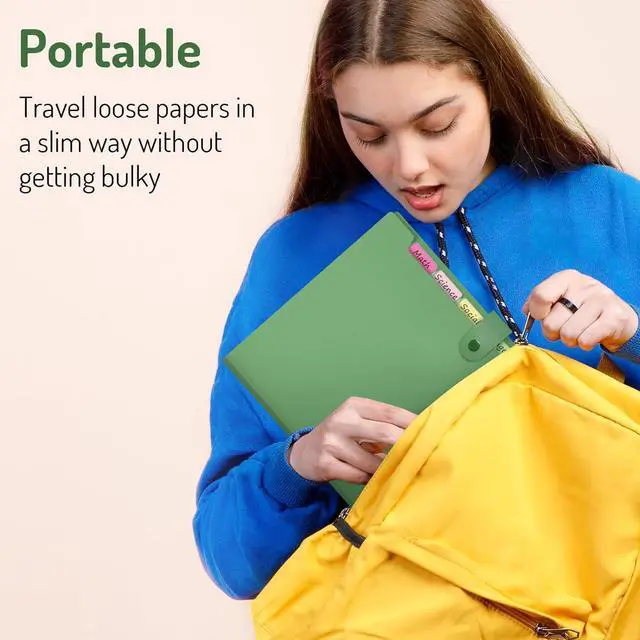 Alt view image 5 of 7 - Expanding File Folder with 8 Pocket Letter Size Accordion File Organizer Portable Folders for Documents Cute Paper Organizer Filling Products for School Office Supplies Mint Green