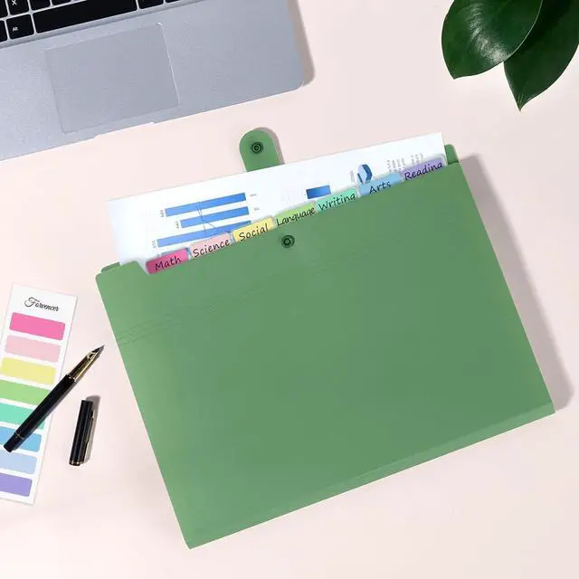 Alt view image 7 of 7 - Expanding File Folder with 8 Pocket Letter Size Accordion File Organizer Portable Folders for Documents Cute Paper Organizer Filling Products for School Office Supplies Mint Green