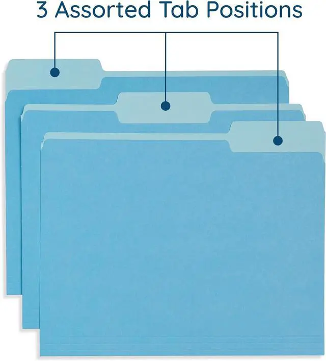 Alt view image 4 of 7 - 100 Colored File Folders - Ocean Tone Colors 1/3 Cut Tabs Letter Size 11pt Durable Paper Decorative Colored File Folders for Files 100 Pack