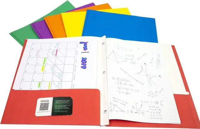 Alt view image 2 of 7 - BAZIC Two Pockets Paper Portfolio 3 Metal Fastener Clips Folder Letter Size Folders for Office Document Papers Organizer Assorted Color 10-Count