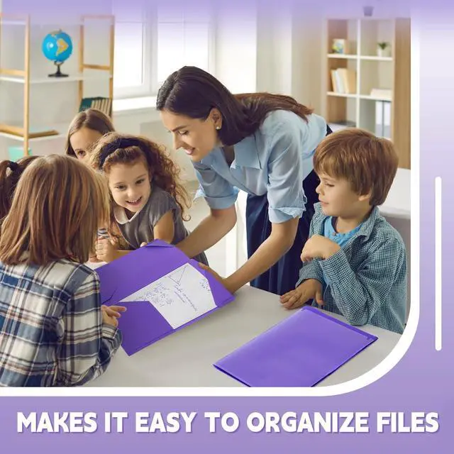 Alt view image 5 of 7 - 36 Pcs Plastic Folders with Clear Front Pockets Heavy Duty File Folders with 2 Pockets and Card Slot for Student Communication School Office Presentation Report (Purple)