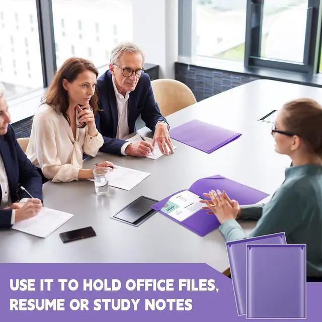 Alt view image 6 of 7 - 36 Pcs Plastic Folders with Clear Front Pockets Heavy Duty File Folders with 2 Pockets and Card Slot for Student Communication School Office Presentation Report (Purple)