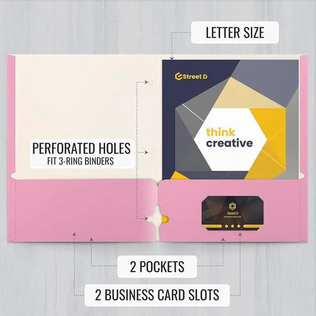 Alt view image 2 of 7 - Two Pocket Portfolio Folders 50-Pack Pink Letter Size Paper Folders 50 Pieces Pink