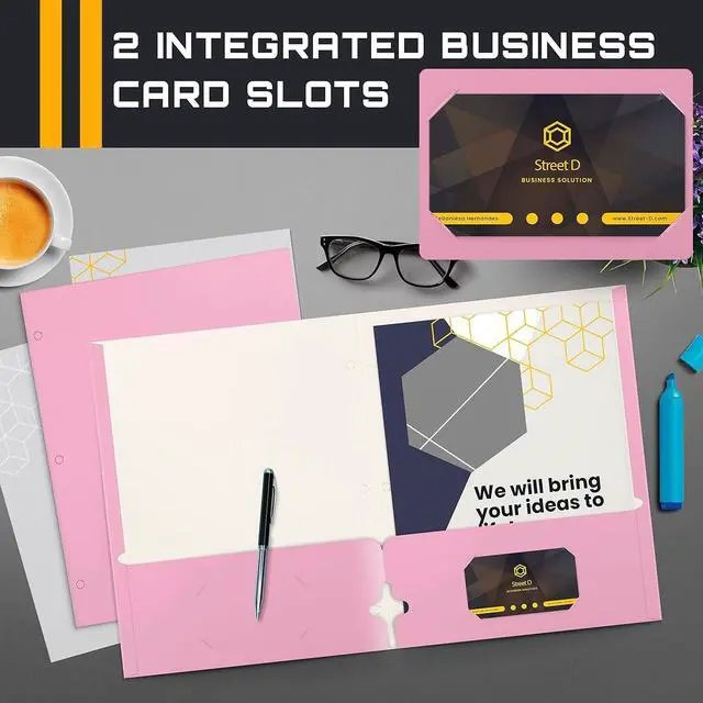 Alt view image 4 of 7 - Two Pocket Portfolio Folders 50-Pack Pink Letter Size Paper Folders 50 Pieces Pink