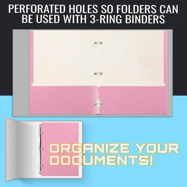 Alt view image 5 of 7 - Two Pocket Portfolio Folders 50-Pack Pink Letter Size Paper Folders 50 Pieces Pink