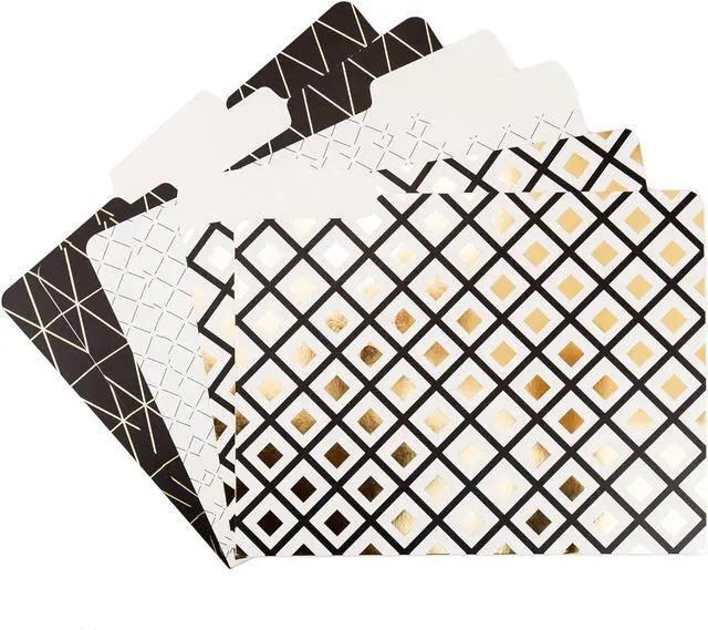 Main image of Classic File Folders Set Office Supplies Black Gold and White FSC Certified 6 Count