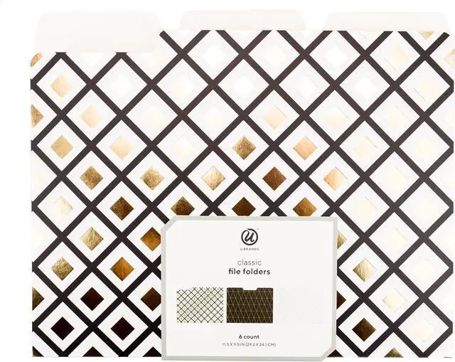Alt view image 4 of 6 - Classic File Folders Set Office Supplies Black Gold and White FSC Certified 6 Count