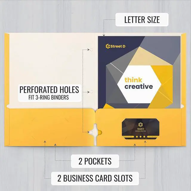 Alt view image 2 of 7 - Two Pocket Portfolio Folders 50-Pack Yellow Letter Size Paper Folders 50 Pieces Yellow