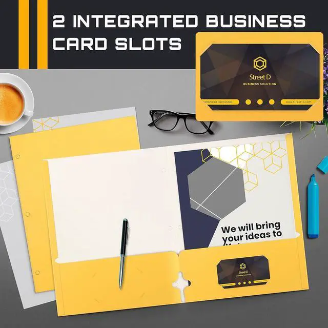 Alt view image 4 of 7 - Two Pocket Portfolio Folders 50-Pack Yellow Letter Size Paper Folders 50 Pieces Yellow