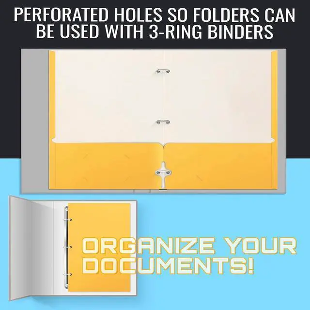 Alt view image 5 of 7 - Two Pocket Portfolio Folders 50-Pack Yellow Letter Size Paper Folders 50 Pieces Yellow
