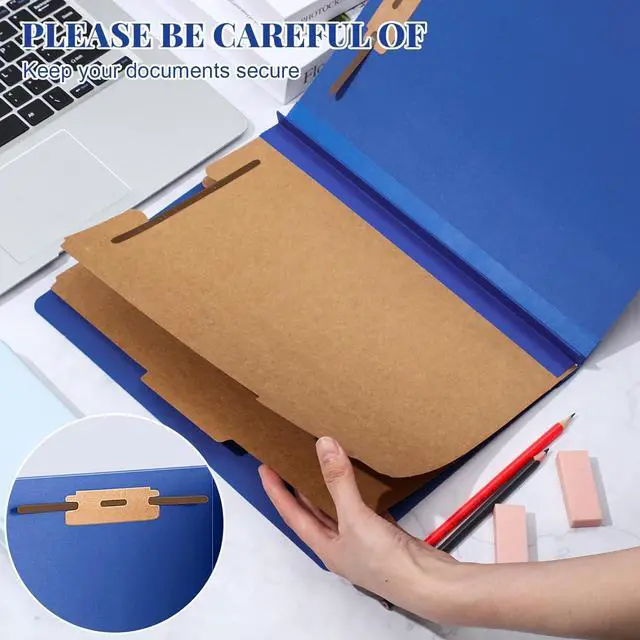 Alt view image 4 of 6 - 48 Pcs Classification Folders Letter Size 2 Divider Pressboard File Folders with 3. 5 Inch Expansion 2 Prongs Fastener Heavy Duty Office File Organizers for Teachers Medical (Dark Blue)