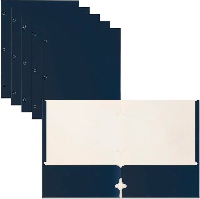 Main image of Two Pocket Portfolio Folders 50-Pack Navy Blue Letter Size Paper Folders 50 Pieces Dark Blue