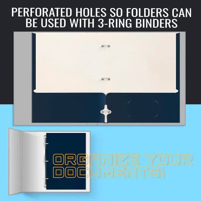 Alt view image 4 of 6 - Two Pocket Portfolio Folders 50-Pack Navy Blue Letter Size Paper Folders 50 Pieces Dark Blue