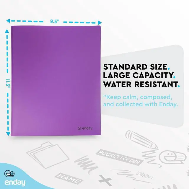 Alt view image 6 of 7 - Plastic Folders with Pockets and Prongs Two Pocket Folder with Brads 3 Prong Folders with Pockets for Letter Size Sheets Asstd Colors in Purple Blue Green Yellow Orange & Black 6 Pc by