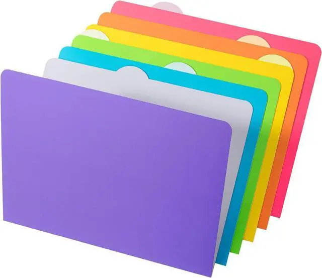 - File Folders Letter Size 6 Pack Vibrant Colors 1/6-Cut Tab Colored File Folders Office File Folder Colored Folders Back to School Supplies