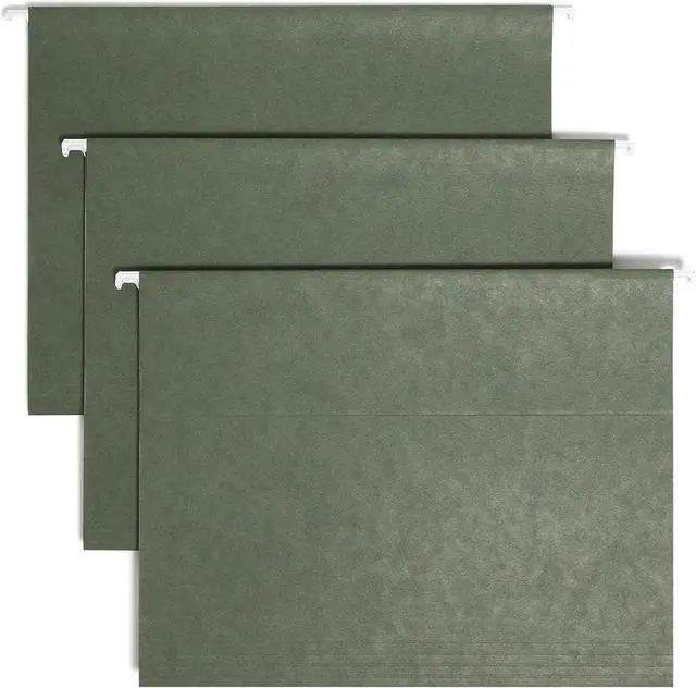 Main image of Smead Hanging File Folder 1/5-Cut Adjustable Tab Letter Size Standard Green Hanging Folders for Filing Cabinets File Organizer Folder 25 Per Box (64055)