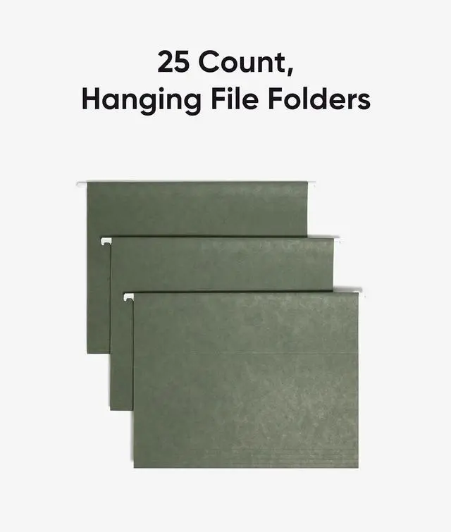 Alt view image 3 of 7 - Smead Hanging File Folder 1/5-Cut Adjustable Tab Letter Size Standard Green Hanging Folders for Filing Cabinets File Organizer Folder 25 Per Box (64055)