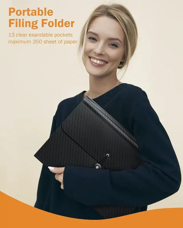 Alt view image 7 of 7 - Accordian File Organizer Expanding File Folder 13 Pockets A4 Letter Size Paper Document Receipt Folder for Classroom Home Office and Travel