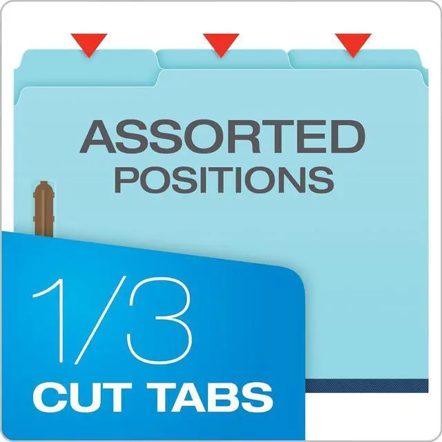 Alt view image 5 of 7 - Globe Weis Pressboard Fastener Folders Letter Size Light Blue 1 Expansion 1/3 Cut 25/BX (615F21-3BLU)