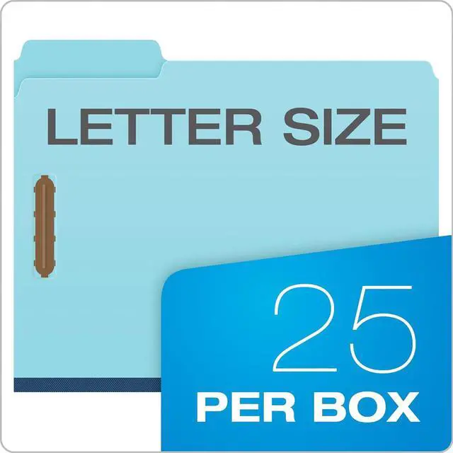 Alt view image 7 of 7 - Globe Weis Pressboard Fastener Folders Letter Size Light Blue 1 Expansion 1/3 Cut 25/BX (615F21-3BLU)
