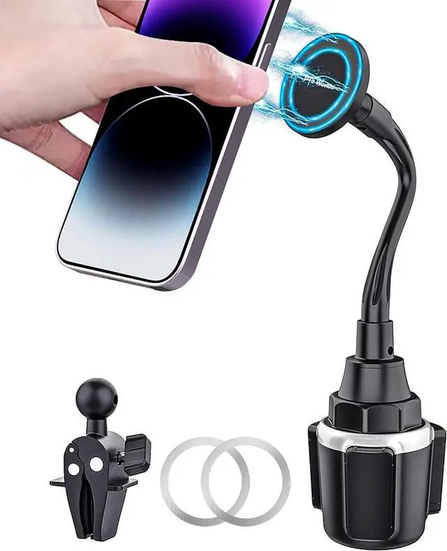 Main image of Cup Holder Phone Mount Magnetic - Designed for MagSafe Cupholder Car Mount Super Strong Magnet for Cell Phone Cup Holders Expandable Base Flexible Gooseneck Compatible with iPhone Galaxy Pixel