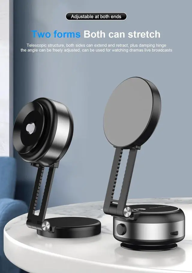Alt view image 2 of 7 - 2025 Upgraded Vacuum Magnetic Phone Stand Double Sided Extension 360°Portable Phone Mount Foldable Portable Vacuum Phone Holder Magnet Magnetic Cell Phone Holder for iPhone 16/15/14/13/12