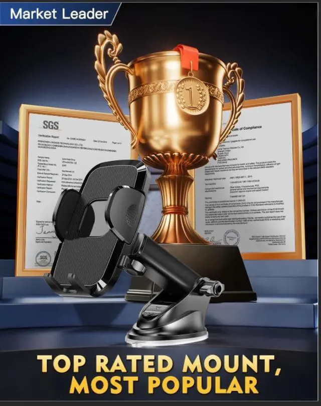 Alt view image 2 of 7 - [Military-Grade Construction] Phone Holders for Your Car 2025 New Car Phone Holder Cell Smartphone Mount Windshield Dashboard Suction Cup Stand Truck Cradle for iPhone  Android All