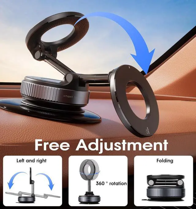Alt view image 5 of 7 - 2026 Upgraded Vacuum Magnetic Car Phone Holder 360° Reinforced 96LBS Ultra Suction Cup Phone Mount for MagSafe Cell Phone Holders for Your Car/Gym/Mirror Mount for iPhone & Android