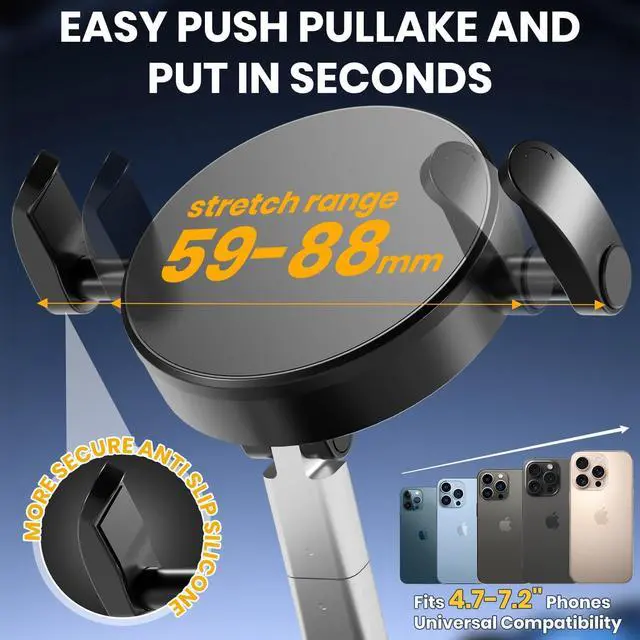 Alt view image 5 of 7 - Upgraded 360° Adjustable Vacuum Magnetic Phone Holder Vacuum Suction Magnetic Phone Mount with Clamp Foldable Phone Holder for Car/Gym/Mirror/Smooth Surface Suitable with All Smartphones (Black)