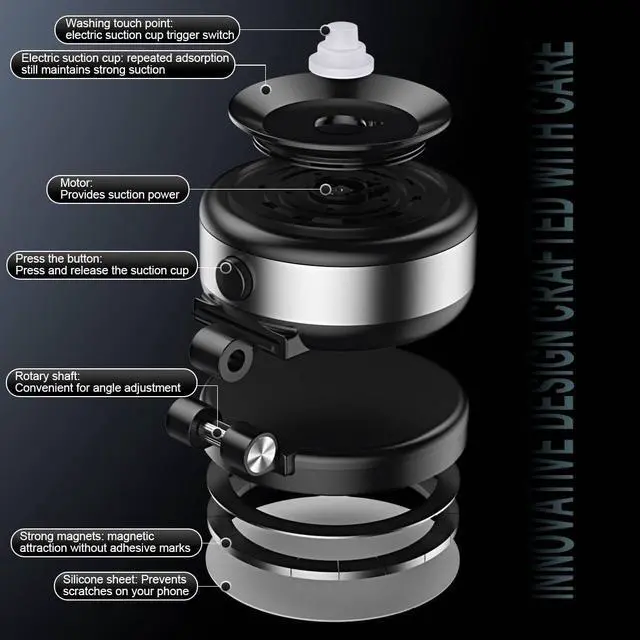 Alt view image 3 of 7 - 2025 Upgraded Vacuum Magnetic Phone Stand Double Sided Extension 360°Portable Phone Mount Foldable Portable Vacuum Phone Holder Magnet Magnetic Cell Phone Holder for iPhone 16/15/14/13/12