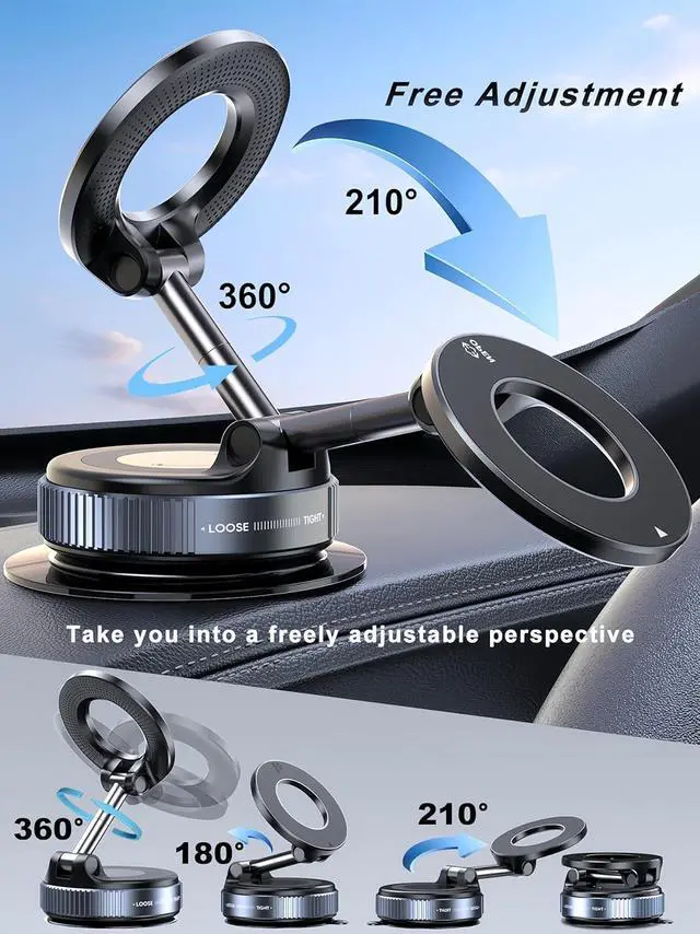 Alt view image 6 of 7 - Upgraded 360° Vacuum Magnetic Phone Holder Magnetic Car Phone Mount Hands-Free Suction Cup Phone Holder for Car/Gym/Mirror/Shower Car Mount Compatible with iPhone 16 Pro Max/Android