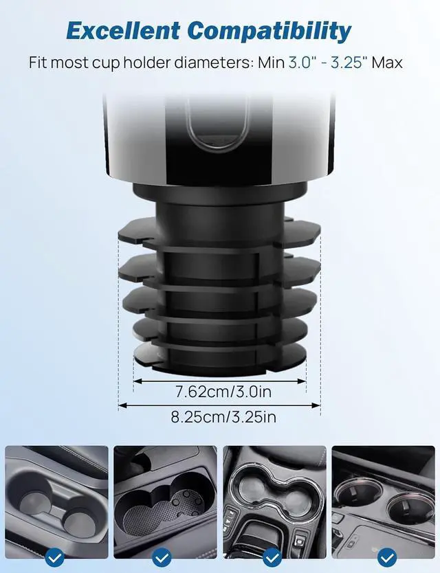 Alt view image 6 of 6 - JOYTUTUS Cup Holder Phone Mount for Car, Car Cellphone Large Adapter Long Arm with 360 Degree Rotation, Compatible iPhone, Samsung & All Smartphones