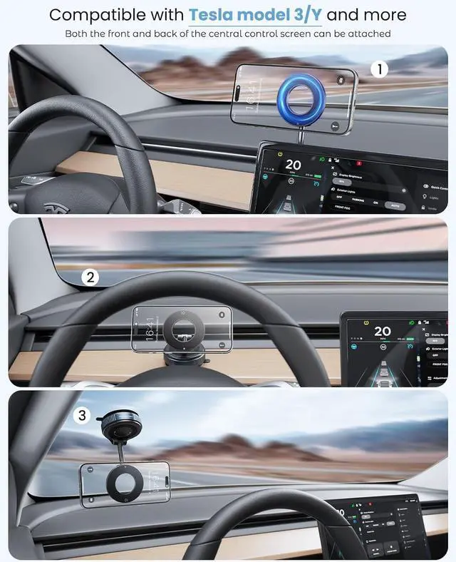 Alt view image 7 of 7 - Magnetic Suction Cup Phone Mount for Magsafe, 360° Adjustable Magnetic Car Phone Holder, Pocket Size Foldable Car Mount, Cell Phone Holders for Your Car for iPhone 16 Pro Max 15 14 13 12 Plus