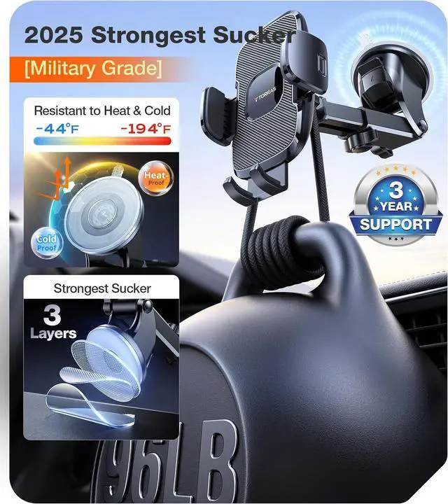 Alt view image 3 of 7 - [Ultra-Durable Cell Phone Holder for Car Universal Mount Dashboard Windshield Vent Compatible with iPhone 16 15 14 13 12 Pro Max  Galaxy S23+ Ultra S10 Note Plus