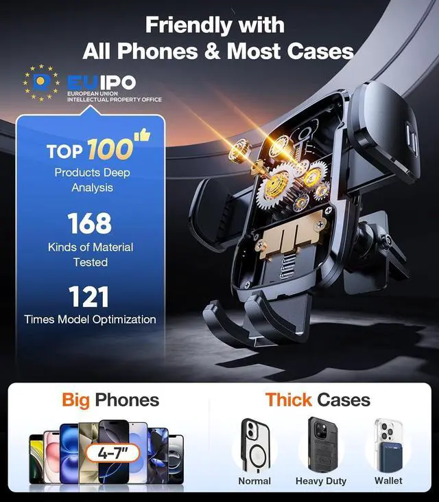 Alt view image 4 of 7 - [Ultra-Durable Cell Phone Holder for Car Universal Mount Dashboard Windshield Vent Compatible with iPhone 16 15 14 13 12 Pro Max  Galaxy S23+ Ultra S10 Note Plus