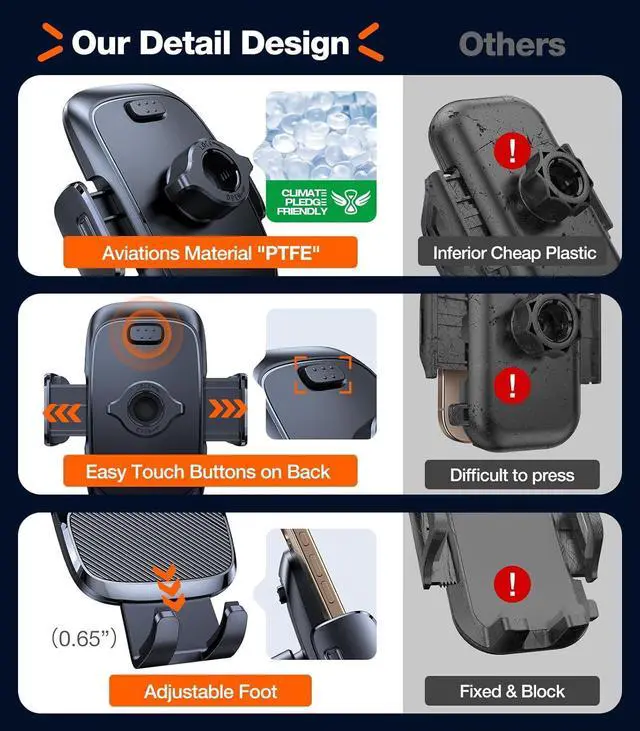 Alt view image 7 of 7 - [Ultra-Durable Cell Phone Holder for Car Universal Mount Dashboard Windshield Vent Compatible with iPhone 16 15 14 13 12 Pro Max  Galaxy S23+ Ultra S10 Note Plus