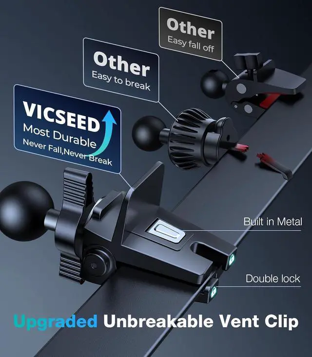 Alt view image 3 of 7 - Upgrade Car Phone HolderSuper Stable Metal Clip Air Vent Car Cell Phone Mount StandNon-Slip Silicone & Never Fall Off Hands Free Vehicle Cradle for iPhone 16 15 Pro Max and All Smartphone