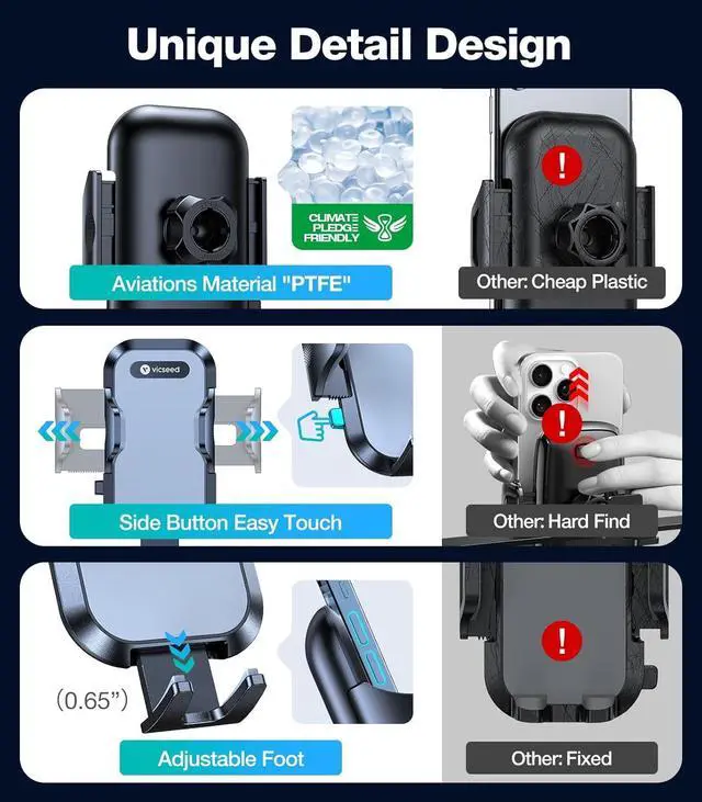 Alt view image 6 of 7 - Upgrade Car Phone HolderSuper Stable Metal Clip Air Vent Car Cell Phone Mount StandNon-Slip Silicone & Never Fall Off Hands Free Vehicle Cradle for iPhone 16 15 Pro Max and All Smartphone